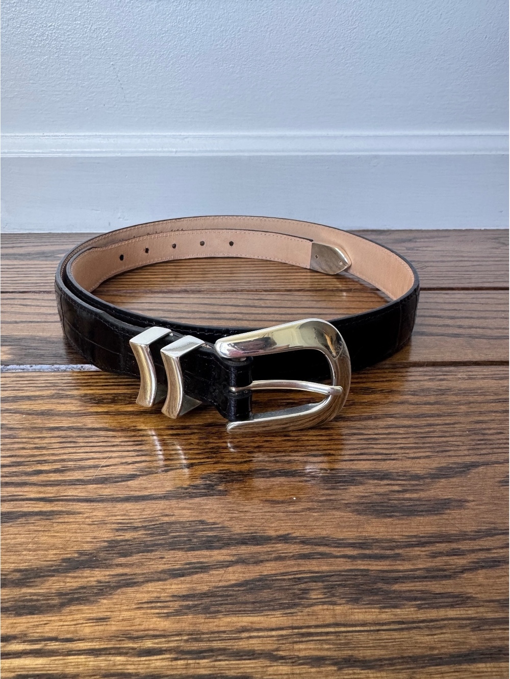 ONYX by Brighton Black Croc Embossed Full Grain Leather Belt, Men’s Size 40